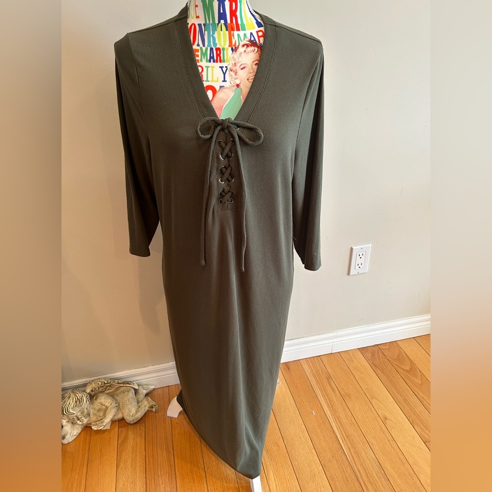 Torrid Green Long Sleeve V-Neck Dress